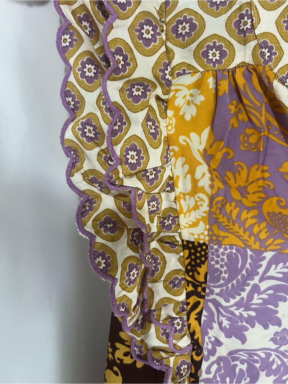 Umgee Patchwork Floral Maxi Dress in Purple, Mustard & Brown nwt M - Picture 5 of 9